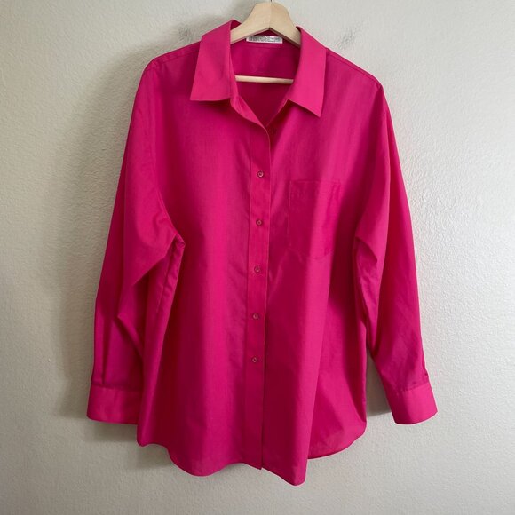 Foxcroft Womens Plus 18W Wrinkle Free Pink Button Up Shirt Long Sleeve Blouse - Picture 6 of 8